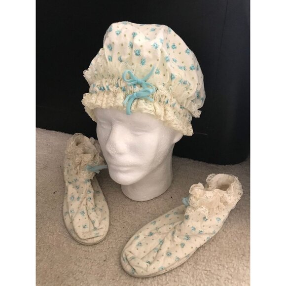 Vintage 1960's "Her Majesty" Girl's Granny Hat And Matching Slippers Size Large - Picture 2 of 10